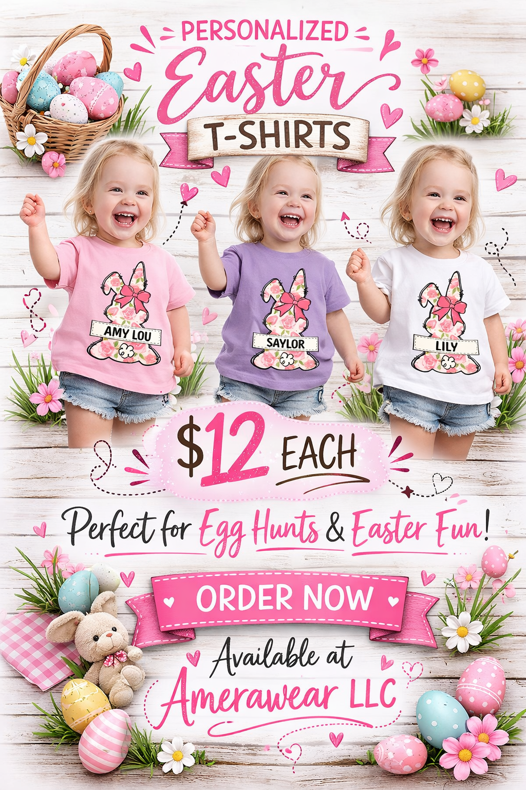 Easter Bunny Toddler Tees for Girls