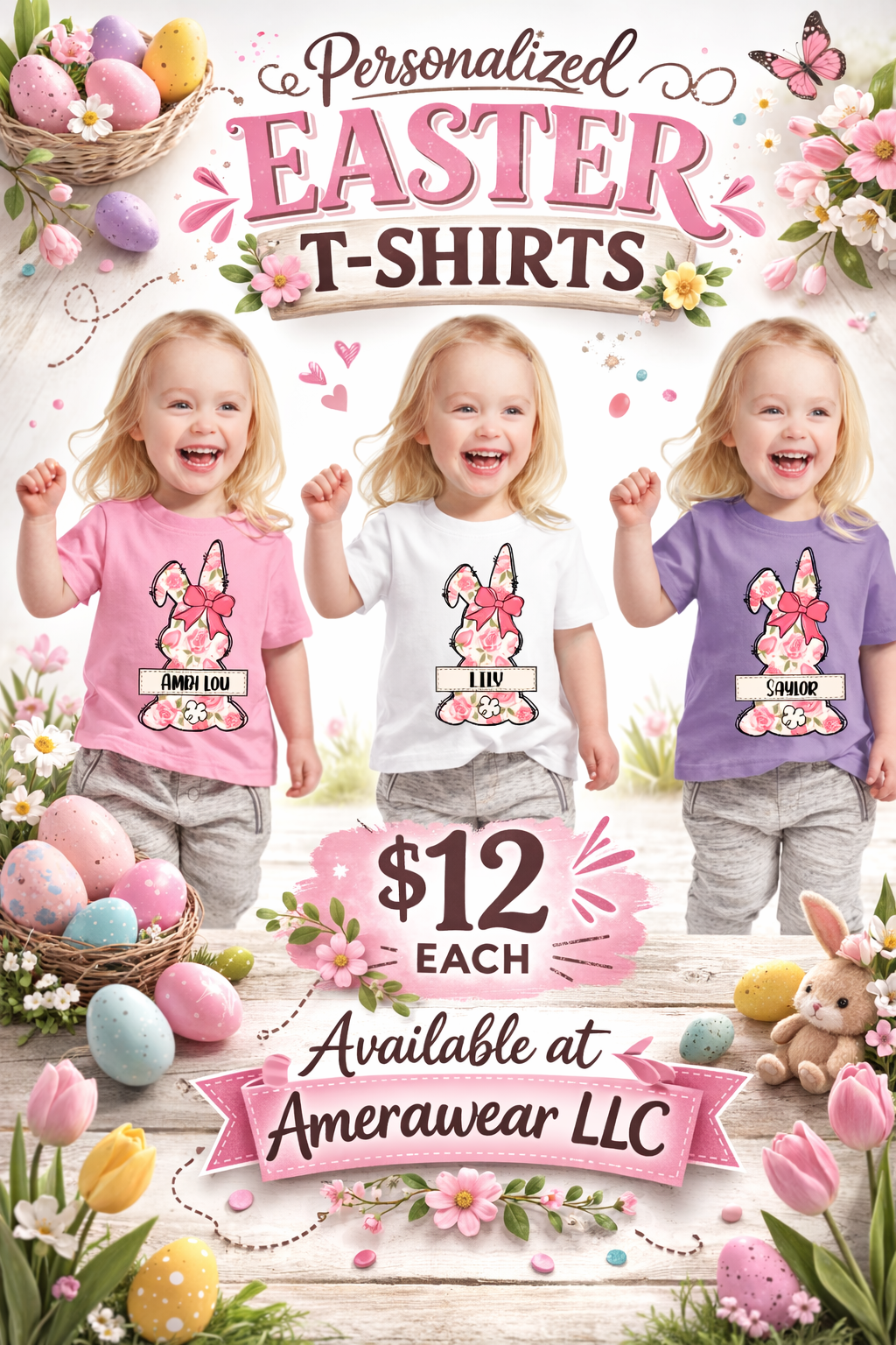 Easter Bunny Toddler Tees for Girls